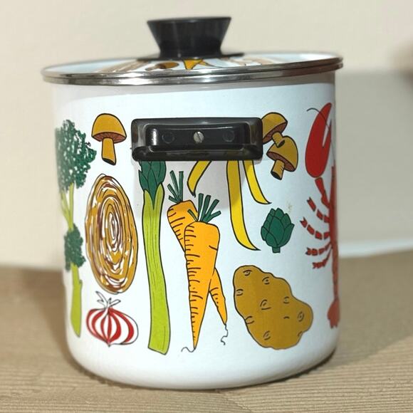Vintage San Ignacio Enamelware Steamer 1Gallon Stockpot Steamer Insert & Divider - Picture 2 of 11